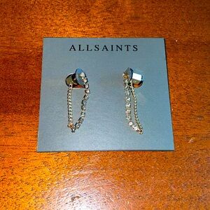 NWT gold All Saints rhinestone chain earring jackets